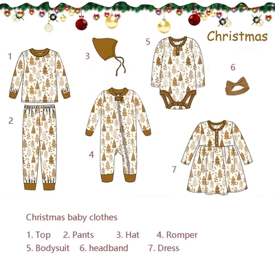 Christmas infant baby romper bodysuit tree printing baby clothes christmas set