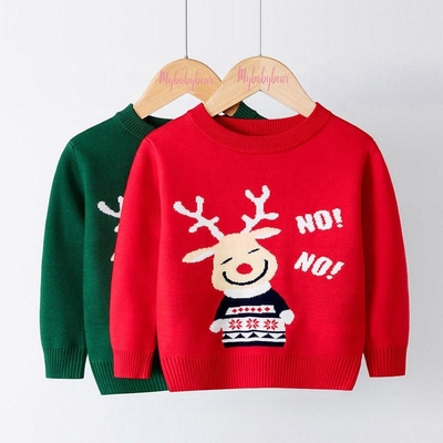 Wholesale Winter Boys Pullovers Elk Snowflake ugly Christmas Sweater For Kids baby Christmas clothes