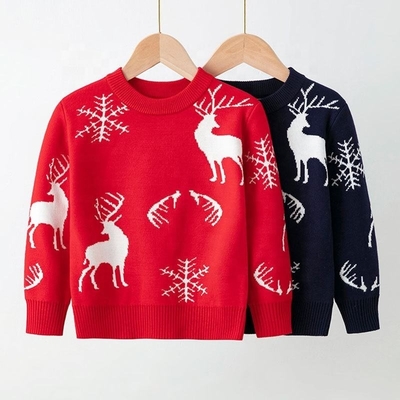 Children Sweater Winter Autumn Girls Boys Clothing Baby Knitwear Pullover Kids Print Warm Christmas Sweaters