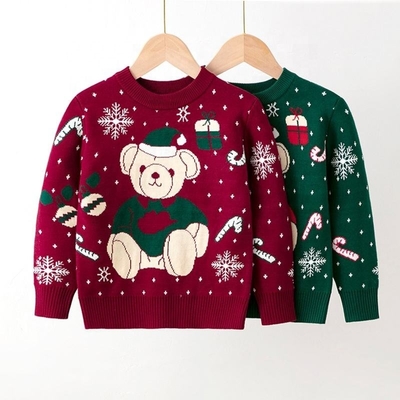 Christmas Cold Season Baby Knitted Sweaters Pullover Children Jumper Warm Knit Kids Sweater Winter Clothing