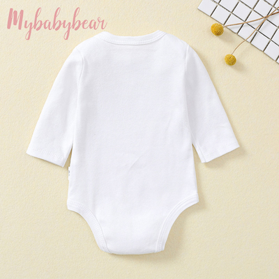 Unisex onesie bodysuit with bib 100% cotton organic jumpsuit knitted baby romper for spring
