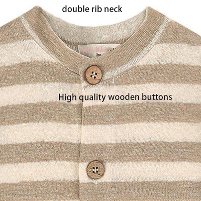 Hot sale Wooden Buttons Cotton Stripe Knitted Newborn Toddler baby rompers