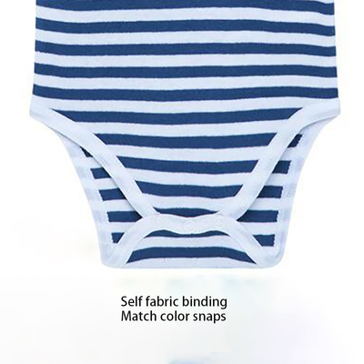 Custom Summer 100% cotton embroidered Stripe Solid Print knitted newborn baby romper