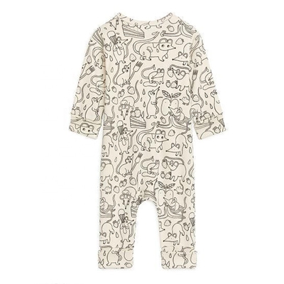 OEM Baby Clothes Cotton Long sleeve plain printed jumpsuit custom logo baby romper boy and girl