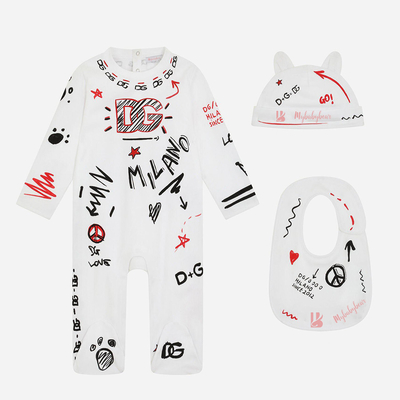Customized label print logo infant cotton long sleeve baby girl's boy's button romper bib hat 3 pieces set