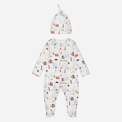 Newborn Jumpsuit Plain Autumn Long Sleeve Infant Clothing Bodysuit Cotton Baby Romper With Hat