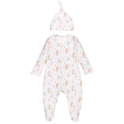 Newborn Jumpsuit Plain Autumn Long Sleeve Infant Clothing Bodysuit Cotton Baby Romper With Hat