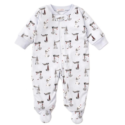 Wholesale Custom High Quality Unisex Double Zipper Bamboo Cotton Baby Romper