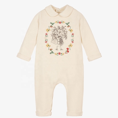 igh Quality Unisex CVC Fabric Cotton Baby Rompers Long Sleeve Solid Color Infant Clothing