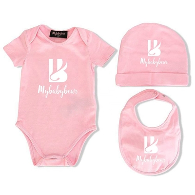 Newborn Baby Clothes Soft Knit Short sleeves boutique Unisex Plain 3pcs Baby Clothing Sets