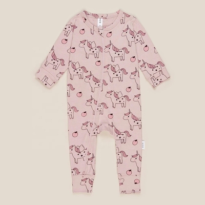 Good Quality Custom 100% Organic Cotton Baby Footie zipper Onesie Jumpsuit Low Price Baby Romper
