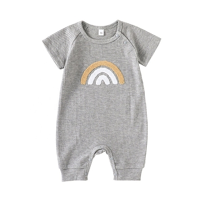 0-24 Months Baby Boys Girls Clothes Jumpsuit Infant Short Sleeve Baby Cotton Clothing Rompers Rainbow Embroidered Jumpsu