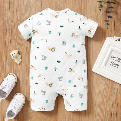 2023 Summer In Stock 100% Cotton Baby Jumpsuit Factory Reasonable Price Baby Rompers Short Sleeves Baby Clothing