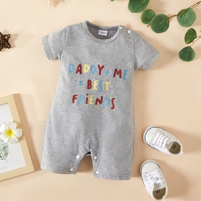 Baby 100% cotton overall romper Summer new children's short sleeve cloth Baby Letters Printing jumpsuit bodysuit