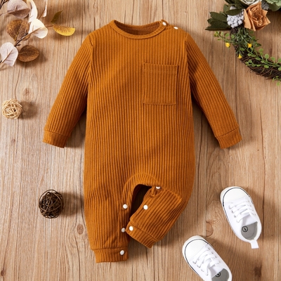 Custom Design Cotton Baby Clothes Baby Boy Romper Rib Knitting Unisex Onesie Short Sleeve Long legs Baby Bodysuit