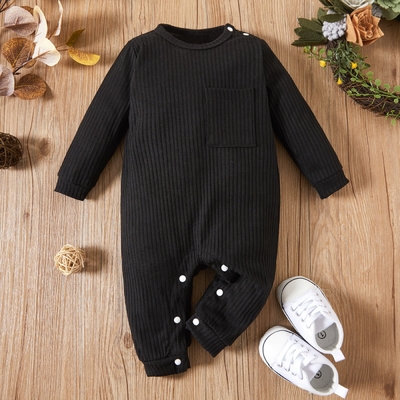 Custom Design Cotton Baby Clothes Baby Boy Romper Rib Knitting Unisex Onesie Short Sleeve Long legs Baby Bodysuit