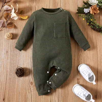 Custom Design Cotton Baby Clothes Baby Boy Romper Rib Knitting Unisex Onesie Short Sleeve Long legs Baby Bodysuit