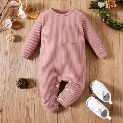 Custom Design Cotton Baby Clothes Baby Boy Romper Rib Knitting Unisex Onesie Short Sleeve Long legs Baby Bodysuit
