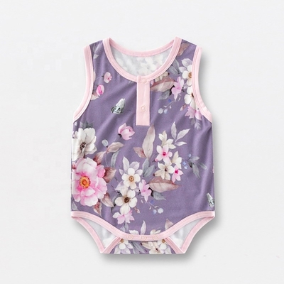 In Stocks Custom Color Printing Baby Rompers 97%Bamboo 3%Spandex Snaps Design Baby Clothing