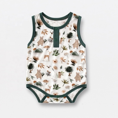 In Stocks Custom Color Printing Baby Rompers 97%Bamboo 3%Spandex Snaps Design Baby Clothing