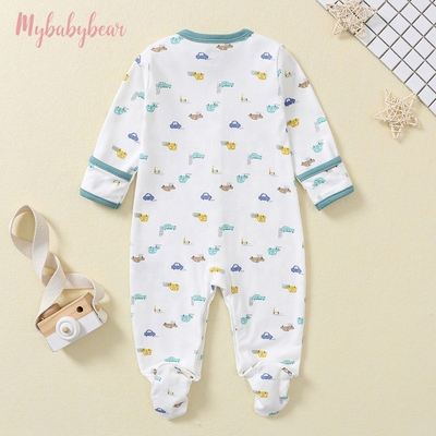 In stock Fold Hand and Snap Feet Design 100% Cotton Baby Romper Jumpsuit Baby Onesie Pajama