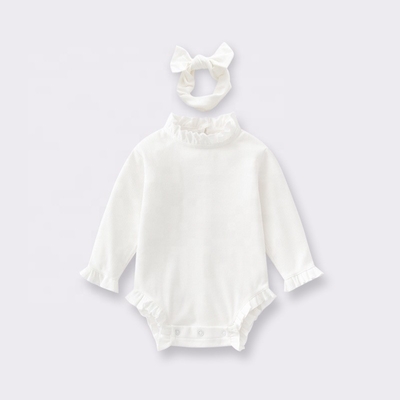 In Stock Baby Romper Bamboo Children Ruffle design Girls Baby Bodysuits