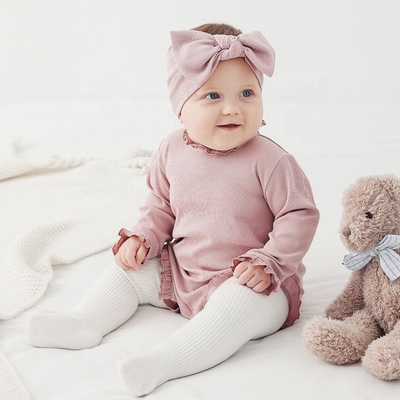 In Stock Baby Romper Bamboo Children Ruffle design Girls Baby Bodysuits
