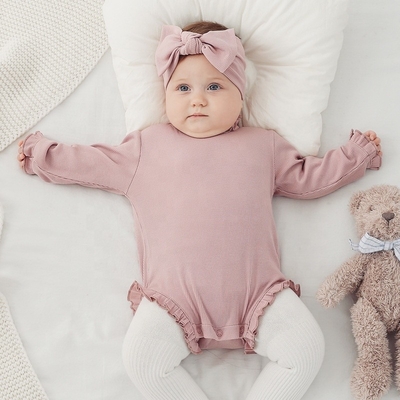 In Stock Baby Romper Bamboo Children Ruffle design Girls Baby Bodysuits