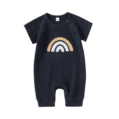 0-24 Months Baby Boys Girls Clothes Jumpsuit Infant Short Sleeve Baby Cotton Clothing Rompers Rainbow Embroidered Jumpsu