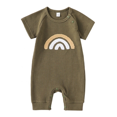 0-24 Months Baby Boys Girls Clothes Jumpsuit Infant Short Sleeve Baby Cotton Clothing Rompers Rainbow Embroidered Jumpsu