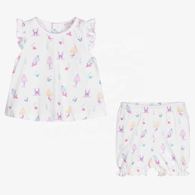 Summer Baby Girls Clothing Sets Customized Printing Color Pattern Organic Cotton Baby Clothing Baby Girls Clothing Sets