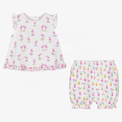 Summer Baby Girls Clothing Sets Customized Printing Color Pattern Organic Cotton Baby Clothing Baby Girls Clothing Sets
