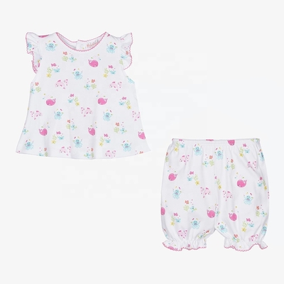 Summer Baby Girls Clothing Sets Customized Printing Color Pattern Organic Cotton Baby Clothing Baby Girls Clothing Sets