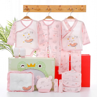 Golden supplier organic 100% cotton shower clothings clothes jumpsuits box newborn new born baby gift set for girl