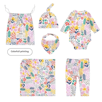 Wholesale Soft Organic Cotton Baby Pajamas Blanket Rib Hat Pants Set Baby Gift Set Newborn Baby Set