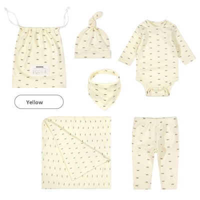 Wholesale Soft Organic Cotton Baby Pajamas Blanket Rib Hat Pants Set Baby Gift Set Newborn Baby Set