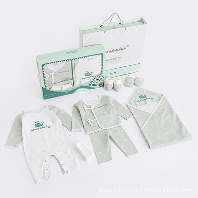 Fashion 8pcs New Born Clothing Sets Cotton Infant Boy Baby Footed Pajamas Romper Gift baby christmas clothes
