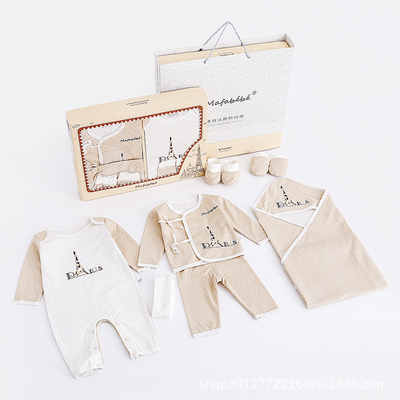Fashion 8pcs New Born Clothing Sets Cotton Infant Boy Baby Footed Pajamas Romper Gift baby christmas clothes