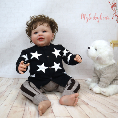 Stars Pattern Jacquard Autumn Winter Organic Cotton Toddler Boy Girl Designer Knitted Baby Cardigan Sweater