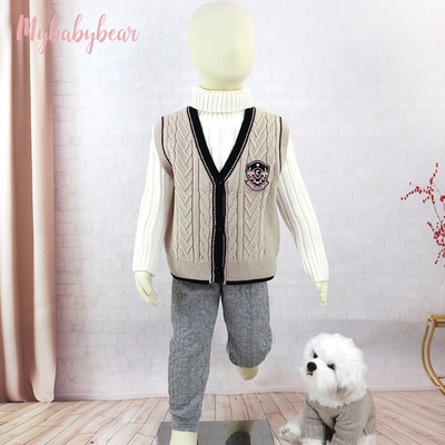 Knitting Pattern Children Sleeveless Cardigan Sweater Baby Boy Wool Sweater Boy Vest