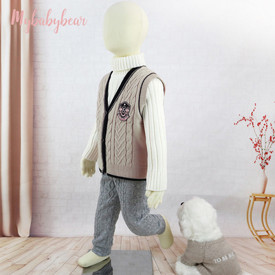 Knitting Pattern Children Sleeveless Cardigan Sweater Baby Boy Wool Sweater Boy Vest