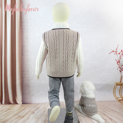 Knitting Pattern Children Sleeveless Cardigan Sweater Baby Boy Wool Sweater Boy Vest