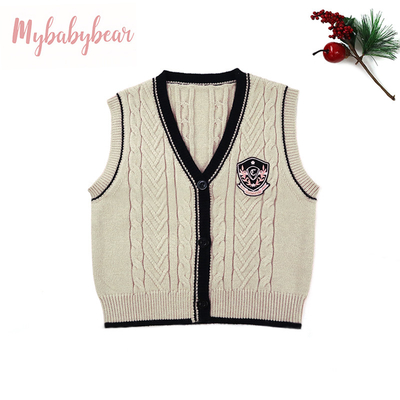 Knitting Pattern Children Sleeveless Cardigan Sweater Baby Boy Wool Sweater Boy Vest