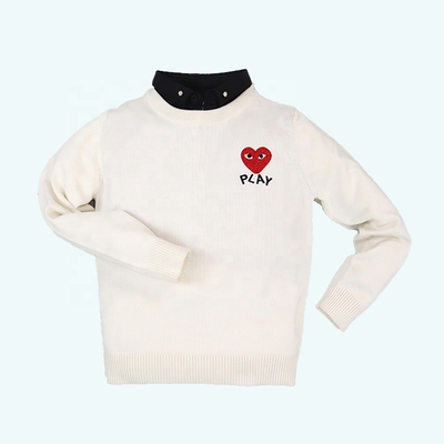 Baby children winter clothing pullover with woven collar sweater tops infant toddler baby girls kids knitted sweater