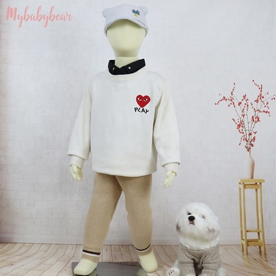 Baby children winter clothing pullover with woven collar sweater tops infant toddler baby girls kids knitted sweater