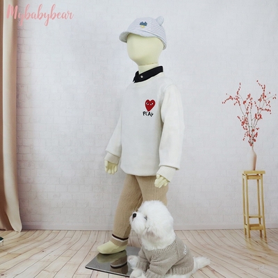 Baby children winter clothing pullover with woven collar sweater tops infant toddler baby girls kids knitted sweater