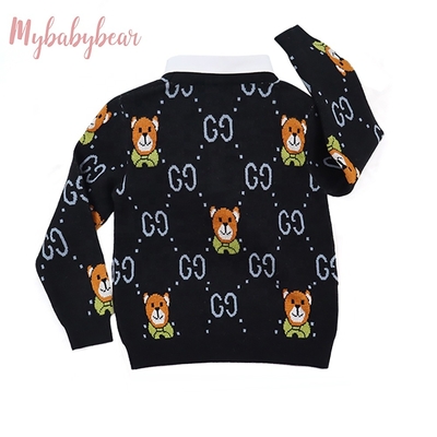 baby sweater Solid color with woven collar popular boys' and girls' tops Knitted long sleeve children's sweater