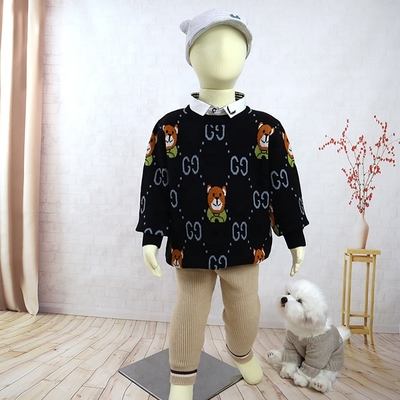 baby sweater Solid color with woven collar popular boys' and girls' tops Knitted long sleeve children's sweater