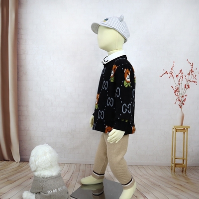 baby sweater Solid color with woven collar popular boys' and girls' tops Knitted long sleeve children's sweater