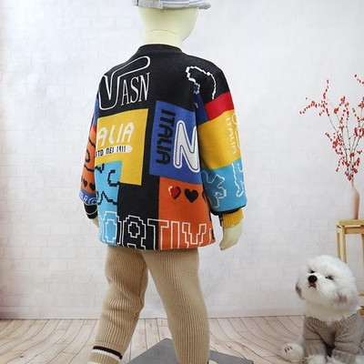 Cute Printing Kids Sweater Baby Boys Knit Casual All-match Boutique Sweater Coat Fashion Top Wholesale Kids Clothing